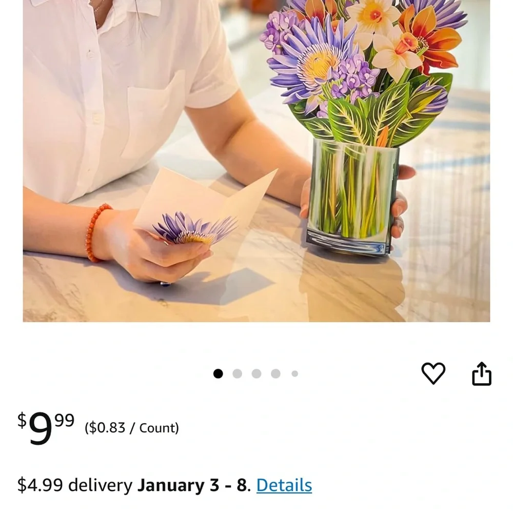 X6 Six Pop-up Flower Bouquet Greeting Cards  Card FreshCut LovePop Birthday